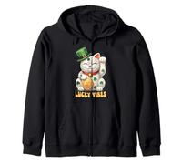 Japanese Chinese Lucky Cat Maneki Neko St Patrick’s Day Luck Zip Hoodie