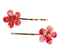 Japanese Chirimen Made Sakura Cherry Blossoms Design Hair Pin (Set of 2) Red