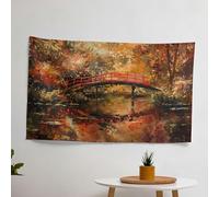 Japanese Claude Monet Bridge Wall Tapestry - 100% Cotton Back, Polyester Front, Vivid Colors - Home and Dorm Decoration