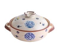 Japanese Clay Pot Hot Ceramic Donabe Casserole Earthenware Pot, High Temperature Resistance with Lid Round Cookware,2.5L
