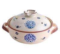 Japanese Clay Pot Hot Pot, Ceramic Donabe Casserole Earthenware Clay Pot with Lid, High Temperature Resistance Round Ceramic Cookware for Cooking(1.5L)