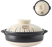 Japanese Clay Pot, Traditional Ceramic Casserole Dish for Hot Pot Stew, Heat Retention Cookware for Rice Soup Porridge, Oven Safe Handcrafted Earthenware with Vintage Design