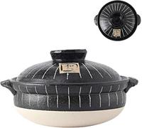 Japanese Clay Pot, Traditional Ceramic Casserole Dish for Hot Pot Stew, Heat Retention Cookware for Rice Soup Porridge, Oven Safe Handcrafted Earthenware with Vintage Design