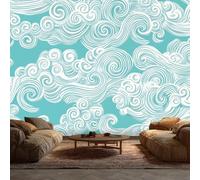 Japanese Cloud Wallpaper for Bedroom - Aqua Chinese Wall Paper, Japanese Cloud Home Decor, Non-Woven Waterproof Print Wallpapers for Living Room, Feature Walls Mural 100x70 cm O18