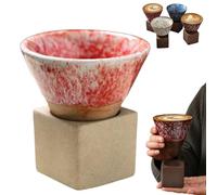 Japanese Coffee Cup,kaifori Japanese Coffee Cup,handcrafted Cone Espresso Cup,cone Cups,Coarse Pottery Coffee Mug with Base,Creative Cone Shape Coffee Cup Funnel Espresso Cup for Latte Tea Cocoa