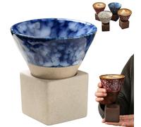 Japanese Coffee Cup,kaifori Japanese Coffee Cup,handcrafted Cone Espresso Cup,cone Cups,Coarse Pottery Coffee Mug with Base,Creative Cone Shape Coffee Cup Funnel Espresso Cup for Latte Tea Cocoa