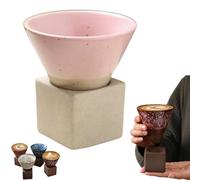 Japanese Coffee Cup,kaifori Japanese Coffee Cup,handcrafted Cone Espresso Cup,cone Cups,Coarse Pottery Coffee Mug with Base,Creative Cone Shape Coffee Cup Funnel Espresso Cup for Latte Tea Cocoa