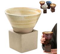 Japanese Coffee Cup,kaifori Japanese Coffee Cup,handcrafted Cone Espresso Cup,cone Cups,Coarse Pottery Coffee Mug with Base,Creative Cone Shape Coffee Cup Funnel Espresso Cup for Latte Tea Cocoa