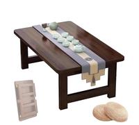 Japanese Coffee Table Foldable Solid Wood Low Table for Floor Seating Living Room & Bedroom No Assembly Required Stylish Design (Brown 60x40x25cm/24x16x10in)