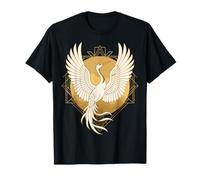 Japanese Crane Bird Art Deco Sun Minimal Zen T-Shirt