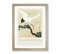 Japanese Crane Birds By Ohara Koson Exhibition Museum Asian Japanese Framed Wall Art Print, Ready to Hang Picture for Living Room Bedroom Home Office Décor, Oak A3 (34 x 46 cm)