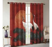 Japanese Crane Curtains 84 Drop, 2 Panels, 52x84 Inch