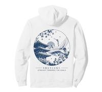 Japanese Crane Mount Fuji Pagoda Sakura Motivational Pullover Hoodie