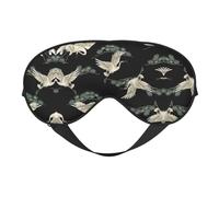 Japanese Crane & Pine Double Sided Sleep Mask Soft Comfortable Light Blocking Eye Cover for Night Rest