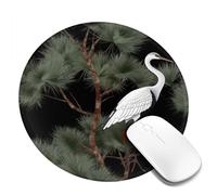 Japanese Crane & Pine Mouse Pad Waterproof Gaming Mousepad with Non-Slip Rubber Base Round Computer Mouse Mat for Office Latop Mousepads Washable Cloth Desk Pad 8 x 8 in