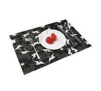 Japanese Crane & Pine Placemats For Dining Table Set Of 4 Heat Resistant Washable Kitchen Parties Coffee Table Decor