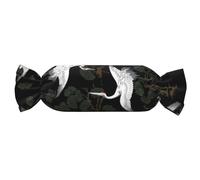 Japanese Crane & Pine Print Candy Pillow Cylindrical Comfort Roll Pillow Travel Neck Pillow Suitable For Head Neck And Back Support