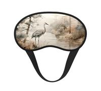 Japanese Crane & Pine Print Comfort Eye Mask for Sleeping Light Blocking Nap for Travel Yoga Camping Night Rest