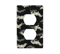 Japanese Crane & Pine Print Duplex Device Receptacle Wall Plate Electrical Switch Plate Outlet Cover.