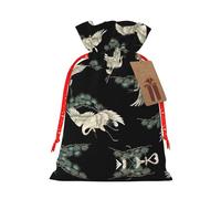 Japanese Crane & Pine Print Gift Drawstring Bags Reusable Present Sack Versatile Birthday Holiday Party Favors