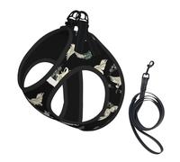 Japanese Crane & Pine Print Pet Leash Vest Soft Adjustable Step in Puppy Vest Outdoor Walking with Leash