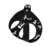 Japanese Crane & Pine Print Pet Leash Vest Soft Adjustable Step in Puppy Vest Outdoor Walking with Leash