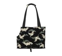 Japanese Crane & Pine Print Pet Tote Bag, Foldable Portable Single Shoulder Pet Carrier For Small Dogs Cats