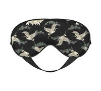 Japanese Crane & Pine Reversible Eye Mask Double Sided Blackout Mask Adjustable Soft Sleep Travel Nap Cover