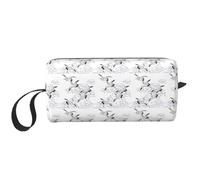 Japanese Crane Print Foam Padded Cosmetic Case Simple Organizer Pouch Lightweight Travel Bag for Space Saving