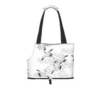 Japanese Crane Print Pet Tote Bag,Portable Small Dogs Pet Tote Bag For Subway, Walking, Hiking