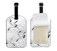 Japanese Crane Print Travel Luggage Tags Elegant Luggage Tag 4.3 x 2.76 Inch for Suitcases Accessory