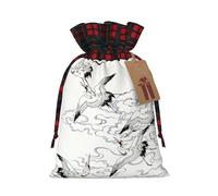 Japanese Crane Print Xmas Drawstring Gift Bag Festive Christmas Reusable Wrapping Bags Needs