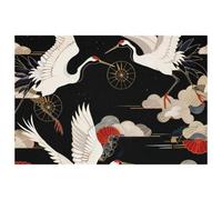 Japanese Crane Red Sun Placemats, Set of 6 Table Mats for Dining Tables, 12×18 Inches Anti-Skid Heat Resistant Kitchen Table Place Mats
