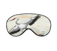 Japanese Crane Sleep Mask Light Blocking Eye Cover Polyester Eye Mask with Elastic Strap Blindfold for Side Sleeper Sleeping Masks Face Hugging for Women Men Travel
