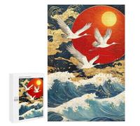 Japanese Crane Sunset Painting Puzzle 1000 Teile Schwer Puzzle Spielzeug Lernspiel Impossible Herausforderungsspielzeug Für Erwachsene Kinder 1000 PCS