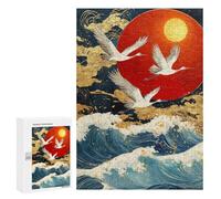 Japanese Crane Sunset Painting Puzzle 1000 Teile Schwer Puzzle Spielzeug Lernspiel Impossible Herausforderungsspielzeug Für Erwachsene Kinder 300 PCS