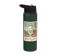 Japanese Cream Soda Kissaten Showa Retro Cafe Illustration Stainless Steel Insulated Water Bottle