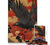 Japanese Crow Art with Temple for Adults 1000 Piece Jigsaw Puzzle Serene Game Perfect Connection Pattern Build Birthday Surprise (50x75cm)