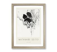 Japanese Crows By Watanabe Seitei Exhibition Museum Asian Japanese Framed Print | A3 Oak Framed Wall Art | Ready to Hang | Asian Animal Picture | Living Room Bedroom Lounge Office