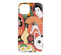 Japanese Culture Collage Maneki Neko Geisha Ramen Case for iPhone 15 Plus