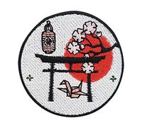Japanese Culture Iron-on Patch | Red Sun Embroidery Patch, Cherry Tree ironable Patch, Origami Iron on Patches, Japan Badges Finally Home