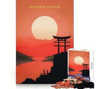 Japanese Culture on Sunset 1000 Piece Jigsaw Puzzles for Adults Focus Skill Perfect Connection Fun Challenge Art Display (38x26cm)