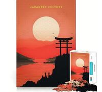 Japanese Culture on Sunset 1000 Piece Jigsaw Puzzles for Adults Focus Skill Perfect Connection Fun Challenge Art Display (38x26cm)