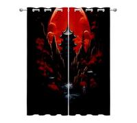 Japanese Curtains for Bedroom, Asian Landscape Pagoda Oriental Art Blackout Thermal Insulated Eyelet Curtains for Living Room, W66 X D72, 2 Panels Drapes Room Decor