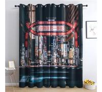 Japanese Curtains for Bedroom Living Room - Japan City Blackout Curtains 46 x 54 Inch (Width x Drop), Thermal Insulated Eyelet Curtains & Drapes, Decorative Patterned Window Treatments O-&101