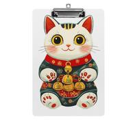 Japanese Cute Cat Acrylic Clipboard for Letter A4 Size White