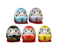 Japanese Darumas Doll Kit - 5 Set Small 1.89In Luck Darumas Statues, Traditional Feng Shui Zen Figurines |Living Room Decor Darumas Dolls, Authentic Japanese Good Fortune Motivation Decorations