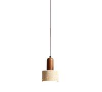 Japanese Decorative Pendant Lamp Modern Industrial Design Lightweight Stone & Wood Cream Color Creative Hanging Light for Living Room & Bedroom (A)