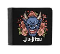 Japanese Demon Oni Mask Jiu-Jitsu Bifold Wallet PU Leather Pocket Wallet Slim Purse for Women Men Gifts