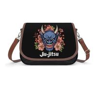 Japanese Demon Oni Mask Jiu-jitsu Crossbody Bags for Women Leather Tote Bag Travel Purse Shoulder Bag for Work Shopping